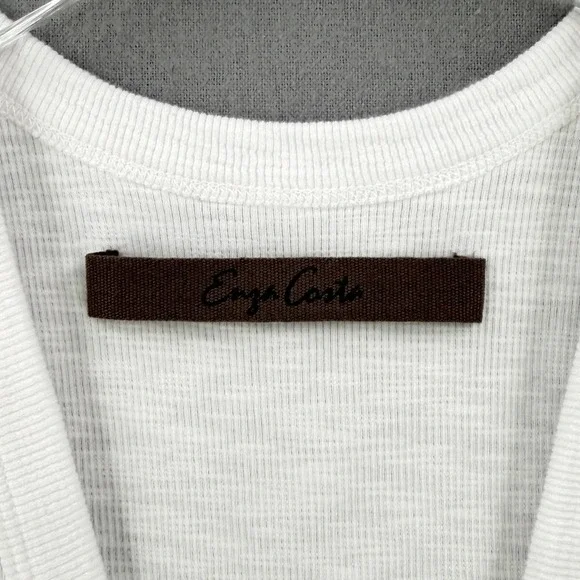 ENZA COSTA Textured Rib Sleeveless U Neck Tank Top Womens XS White Quite Luxury - Picture 12 of 16